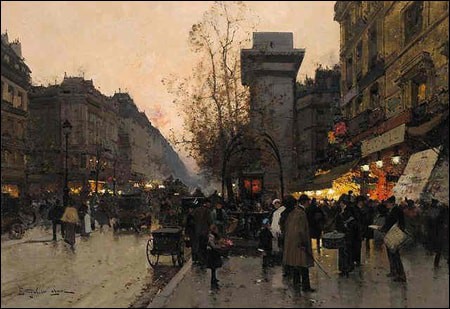 EUGENE GALIEN LALOUE - ANIMATION PRES DE LA PORTE SAINT-DENIS LE SOIR EUGENE GALIEN LALOUE - ANIMATION PRES DE LA PORTE SAINT-DENIS LE SOIR